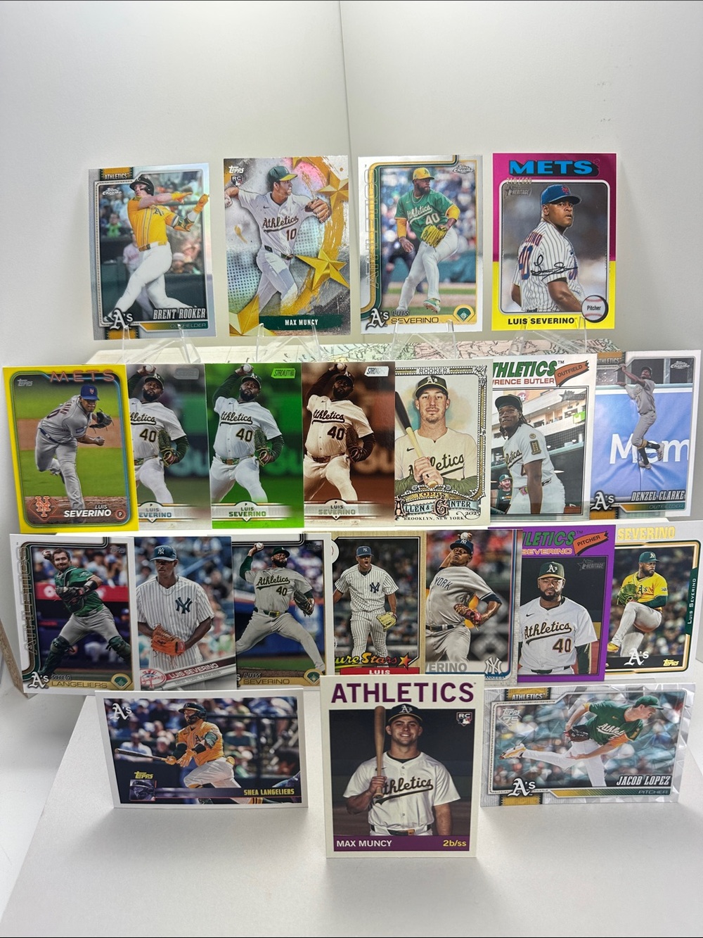 A’s Max Muncy Rookies + Rooker/Clarke 26’ Chrome refractors +Luis Severino /699